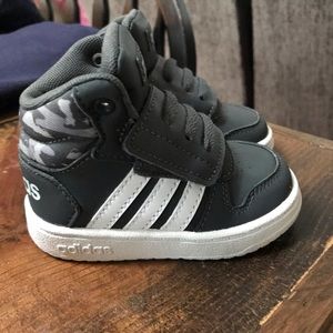 Adidas Hoops toddler high top shoe.